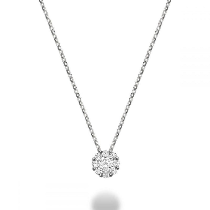 14kt White Gold Cluster Necklace 0.50cts