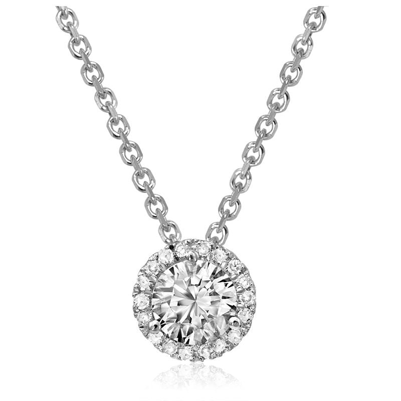 14kt White Gold Halo Diamond 0.51ct Cluster Necklace