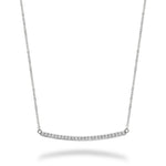 14kt White Gold Curved Diamond Bar Necklace