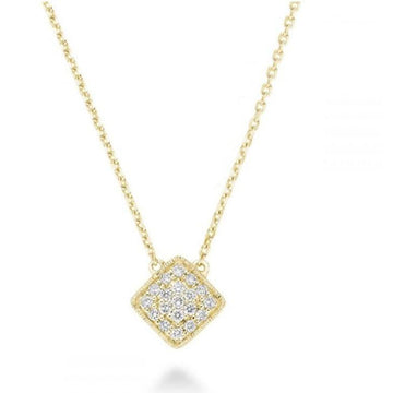 14kt Gold Square Milgrain Necklace