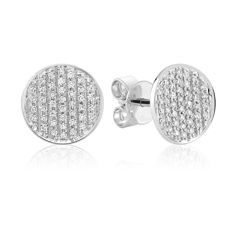 White Gold Pave Diamond Concave Earrings