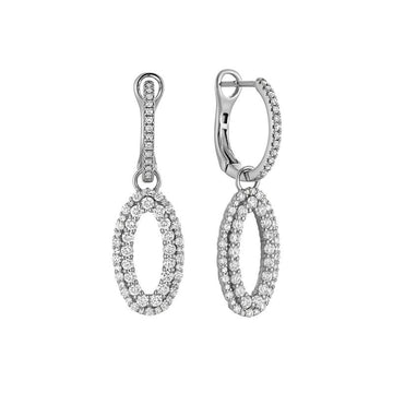 Diamond Hoop and Oval Drop Earrings