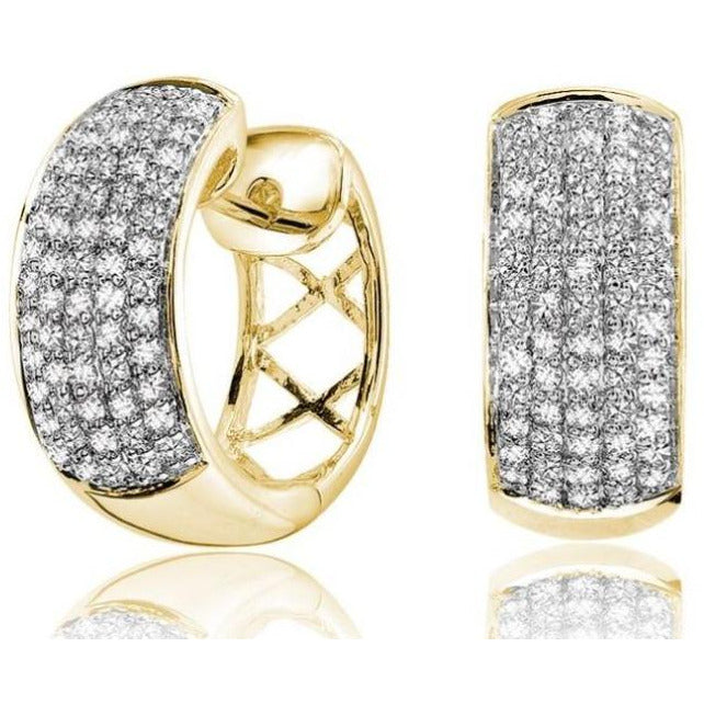 14kt Yellow Gold Pave Hoops