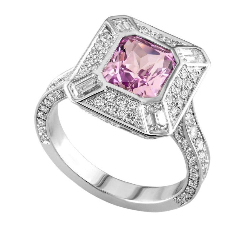 2.63ct Pinkish Purple Sapphire & Diamond Ring