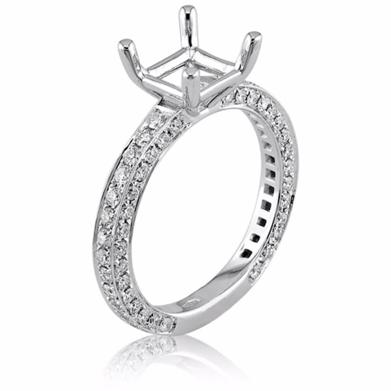 18kt White Gold Pave Square Engagement Ring Mount