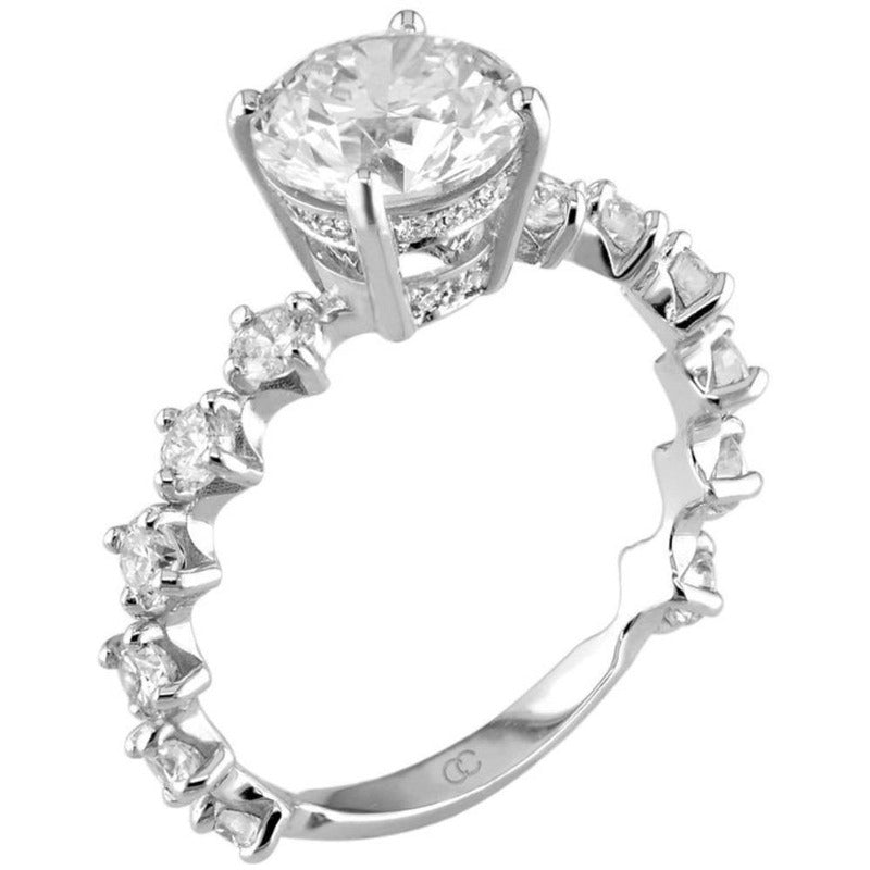 18kt White Gold Round Brilliant Claw Engagement Ring