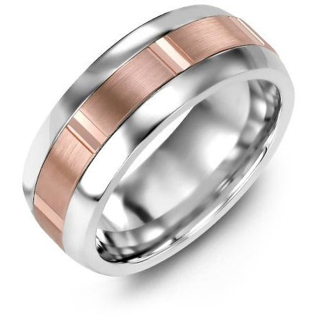 8.5mm Cobalt Tiffany 14K Pink Gold Ring