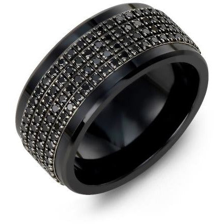 11mm Black Ceramic 14K Black Gold Ring 180 Black Diamonds tcw 1.80