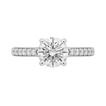 18kt White Gold Twist Pave NSEW Claws Engagement Ring