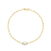 14kt Gold Diamond Pearl Paperclip Bracelet