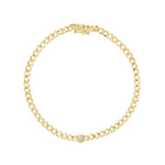 14kt Gold Diamond Bezel Curb Link Bracelet