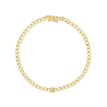 14kt Gold Diamond Bezel Curb Link Bracelet