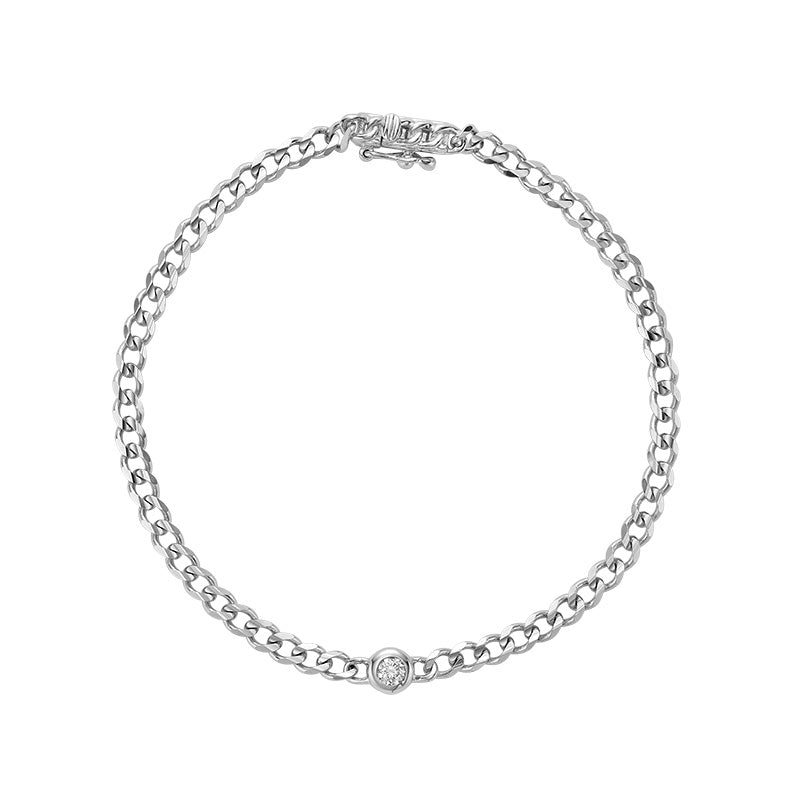 14kt Gold Diamond Bezel Curb Link Bracelet