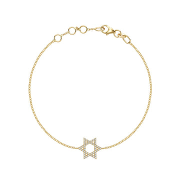 14kt Gold Diamond 11mm Star of David Bracelet .11tw
