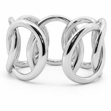 18kt White Gold Pave Connected Oval Diamond Bangle