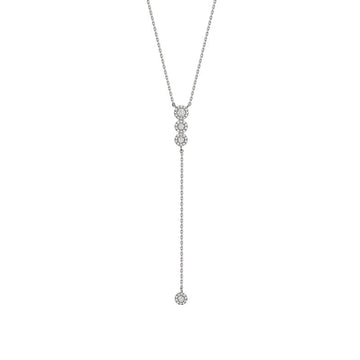 14kt Gold Halo Diamond Lasso Necklace