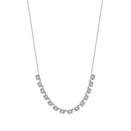 14kt Gold Baguette Diamond Halo Necklace