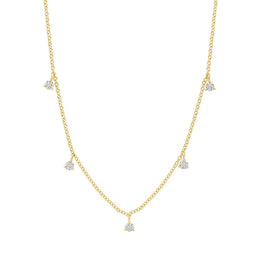 14kt Gold 5 Dangling Diamond Necklace