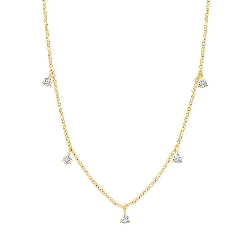 14kt Gold 5 Dangling Diamond Necklace