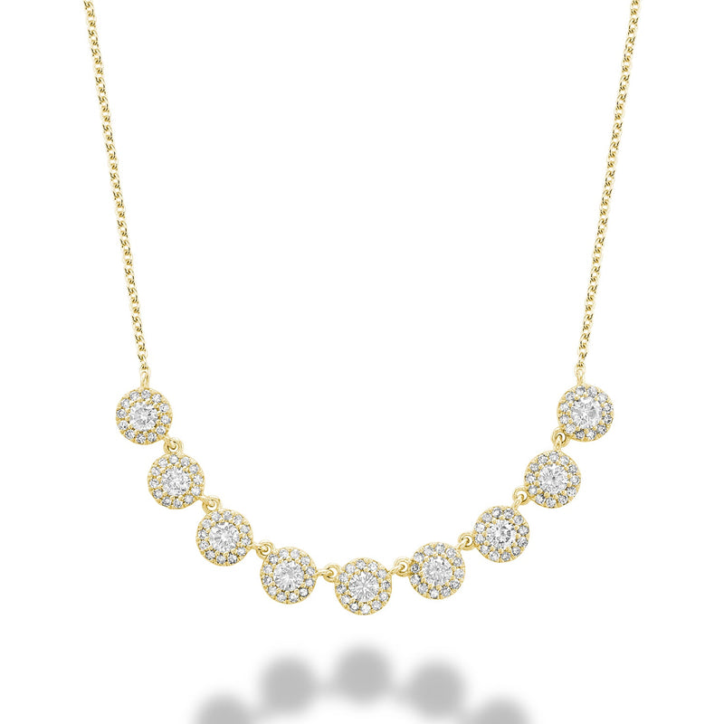 14kt Gold 9 Mini Halo Diamond Necklace