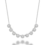 14kt Gold 9 Mini Halo Diamond Necklace