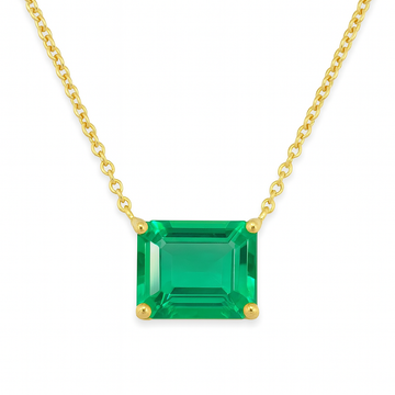 14kt Yellow Gold Recrystallized Emerald Necklace