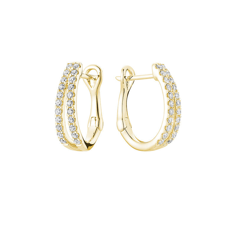 14kt Gold Split U Shape Diamond Earrings