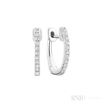 10kt White Gold Pave Diamond Huggie Earring