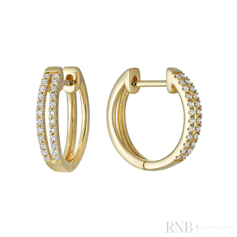 10kt Yellow Gold Spilt Diamond Hoop Earrings