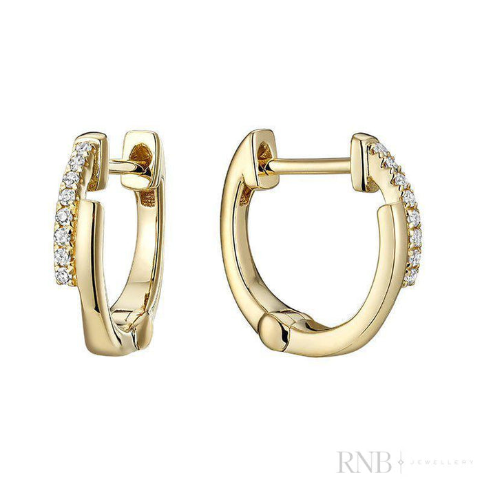 10kt Gold Small Split Diamond Hoop Earrings