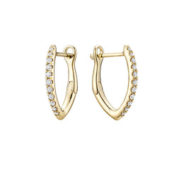 10kt V Shape Diamond Hoop Earrings