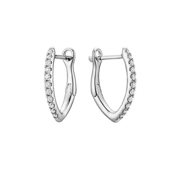 10kt V Shape Diamond Hoop Earrings