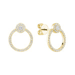 14kt Gold Cluster Diamond Circle Drop Earrings