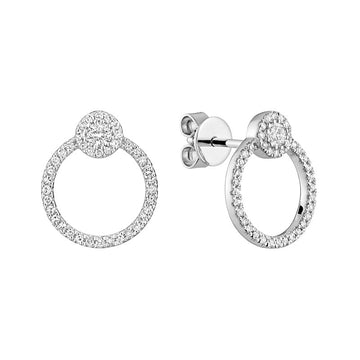14kt Gold Cluster Diamond Circle Drop Earrings