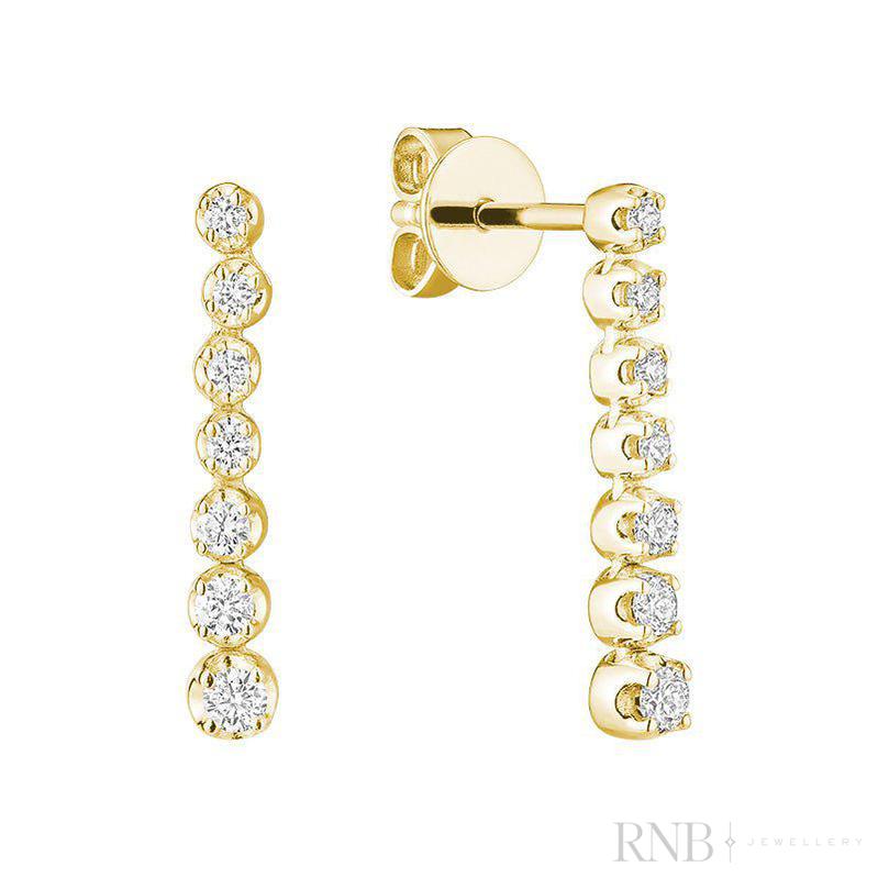 14kt Gold Claw Set Graduated Dangle Diamond Earrings