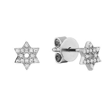 14kt Gold Diamond Star of David Earrings