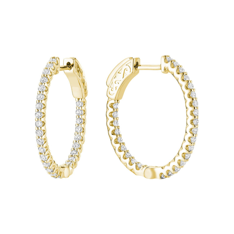 14kt Gold 3/4in Inside Out Diamond Hoop Earrings