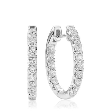 14kt Oval In Out Diamond Oval Hoops