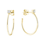 14kt Gold Diamond Solitaire Hoop Earrings