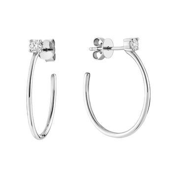 14kt Gold Diamond Solitaire Hoop Earrings