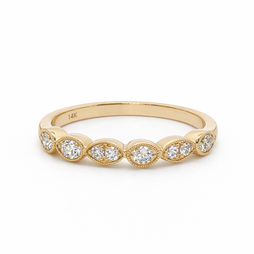 14kt Yellow Gold Round and Marquise Bezel Shape Semi Eternity Band