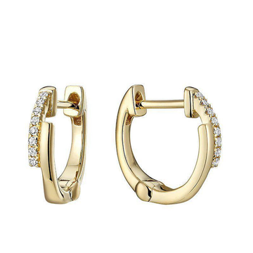 10kt Gold Small Split Diamond Hoop Earrings