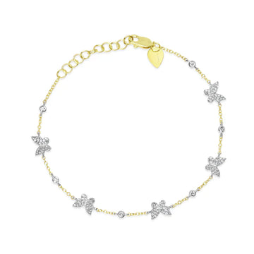 14kt Yellow Gold Dainty Diamond Butterfly Bracelet