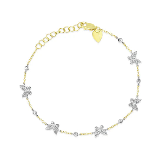 14kt Yellow Gold Dainty Diamond Butterfly Bracelet