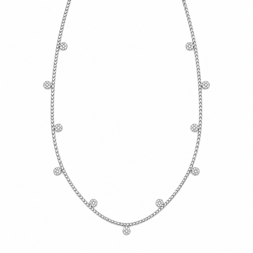 14kt White Gold Braided Chain with Hanging Diamond Bezels