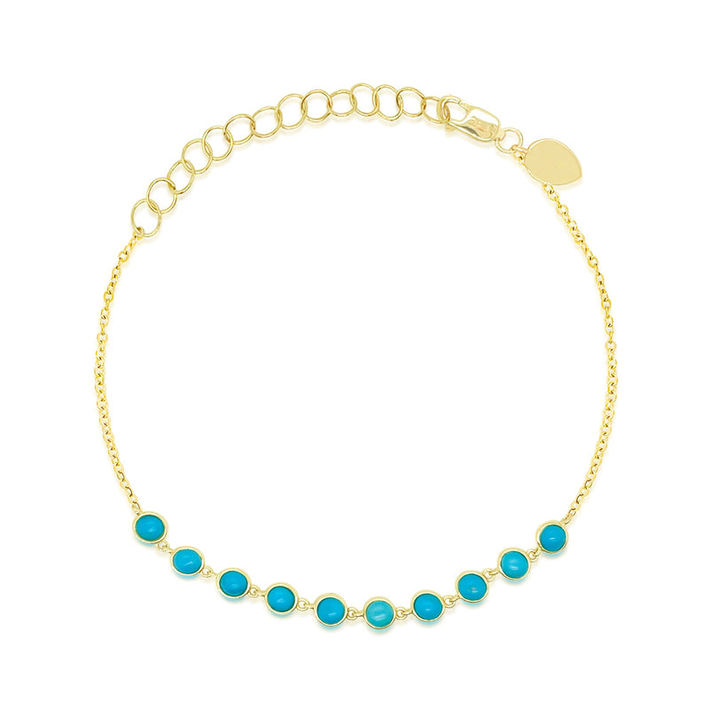 14kt Yellow Gold Bezel Turquoise Bracelet