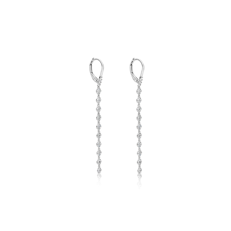 14kt White Gold Pave Discs Drop Earring