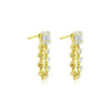 14kt Yellow Gold Emerald Illusion Studs with Diamond Chain