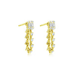 14kt Yellow Gold Emerald Illusion Studs with Diamond Chain
