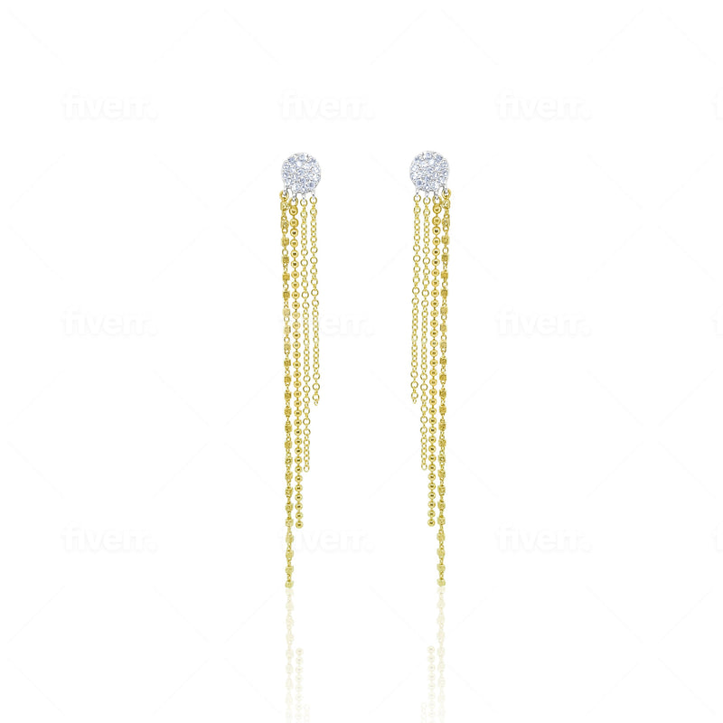 14kt Yellow Gold Diamond Fringe Drop Earring